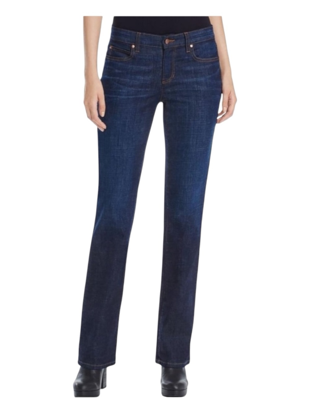 Eileen Fisher Organic Cotton Dark Wahed Mid Rise Bootcut Jeans
